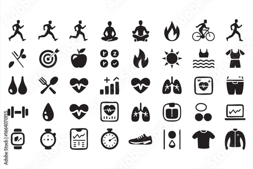 Health, Fitness, and Workout Icons for Digital and Web Use