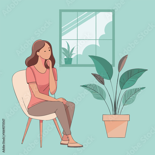 young woman in the window