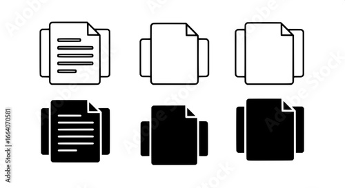 Printer icons set, document printing and copying symbols