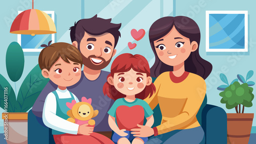 Happy Family of Four Together – Love, Unity, and Togetherness