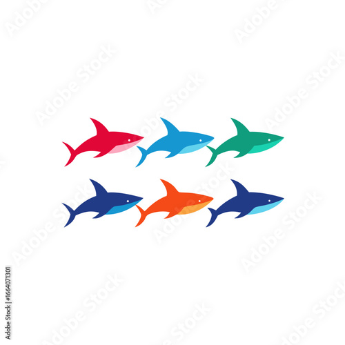 Free Download 6 shark icons  vector  colorful  white background - GFXLoad