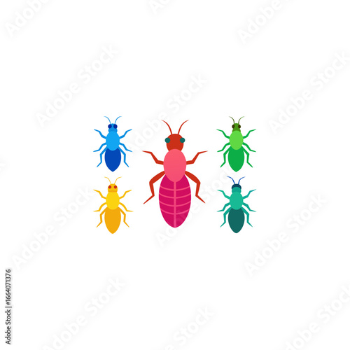 5 termite icons  vector  colorful  white background