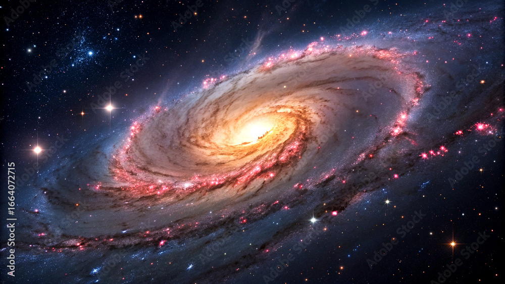 Fototapeta premium Stunning spiral galaxy glowing in deep space