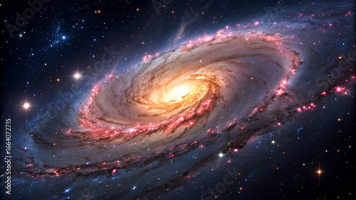 Stunning spiral galaxy glowing in deep space