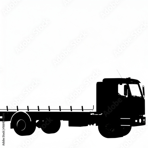 Black silhouette of a cargo truck on white background