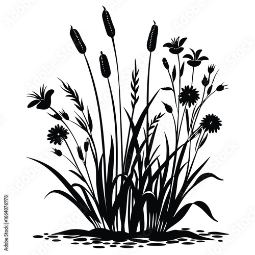 grass and flowers vector
