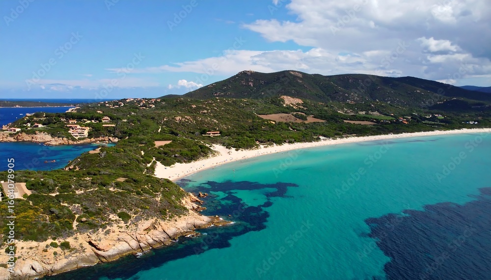 Naklejka premium Aerial view of a pristine beach and turquoise water