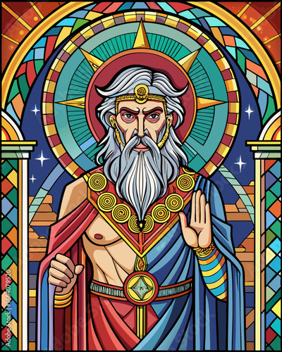 Zeus , Stained Glass Style,