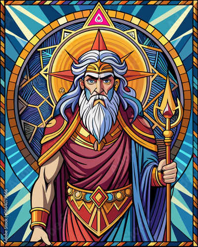 Zeus , Stained Glass Style,