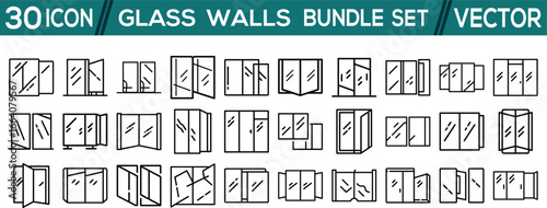 glass walls bundle vector icon