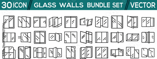 glass walls bundle vector icon