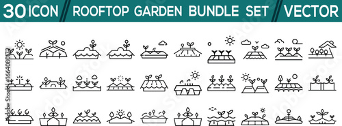 rooftop garden in bundle vector icon