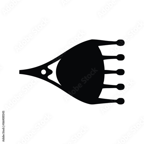 Abstract black silhouette of a logic gate with multiple outputs for digital circuits and technology