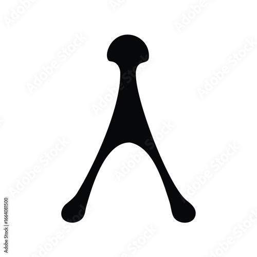 Abstract silhouette of a character or symbol with unique anthropomorphic features and rounded top