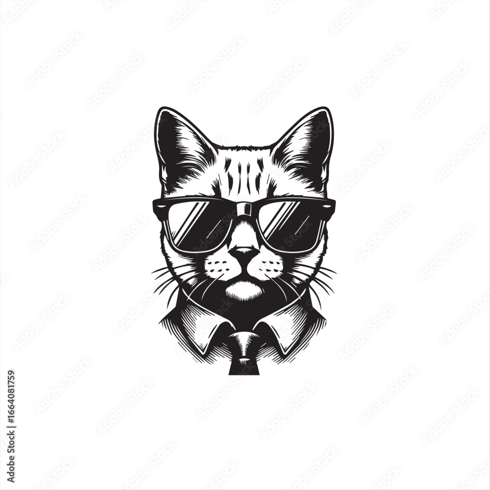 Obraz premium black cat on white background