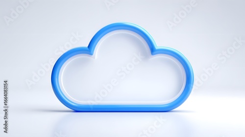 Abstract blue cloud shape with white center on white background