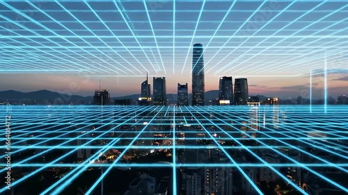 Digital City Grid: Modern Skyline Overlay