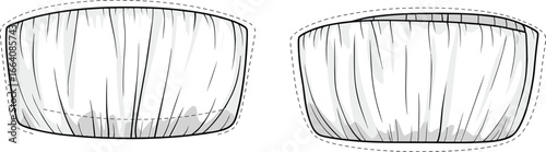 Vector illustration of women’s bandeau bra top with stitched details, flat fashion design template for lingerie, apparel, and clothing sketches.