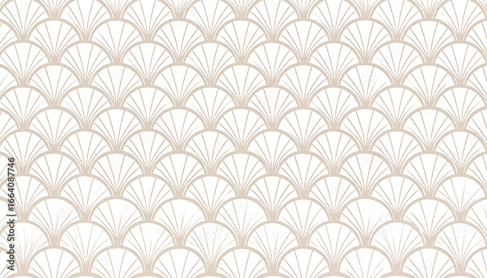 Seamless Repeating Scallop Pattern with Beige and Golden Tones on White Background Seamless Repeating Scallop Pattern with Beige and Golden Tones on White Background