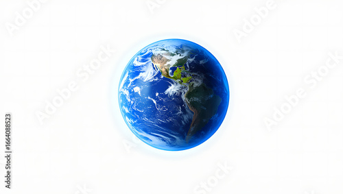 Planet earth or world globe with oceans and water gradient vector color icon for apps and websites, Planet earth globe from space isolated png image, north and south America physical map