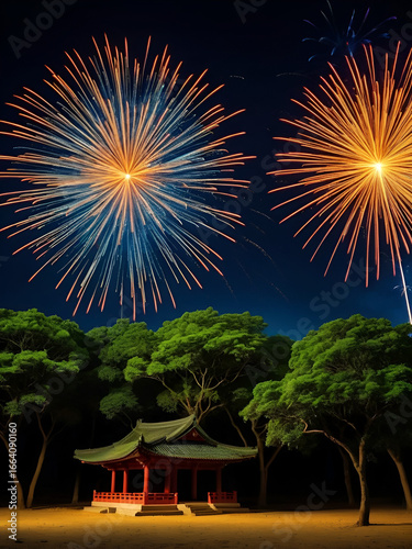 Eco-friendly firecrackers of the future, where bursts of light are created without smoke or pollution, leaving behind only glowing, harmless particles