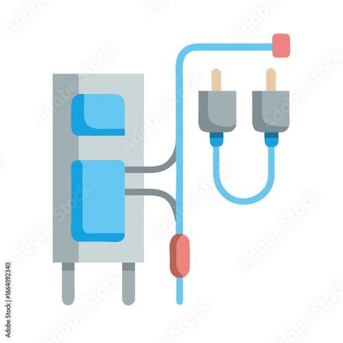 Stylized vector of an electrical circuit with plugs and ports