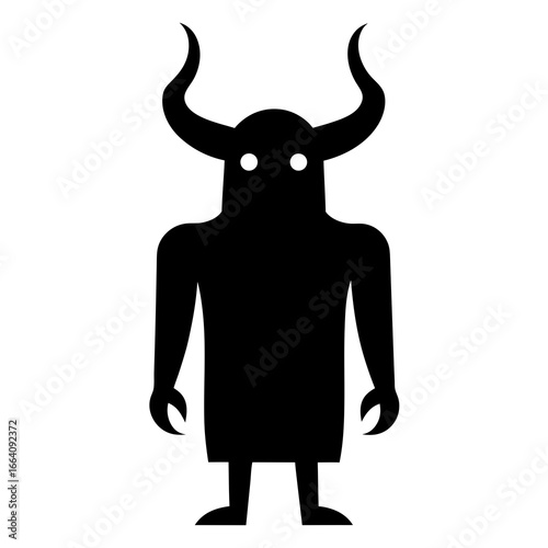 Minimalist Vector Monster Silhouette with Horns
