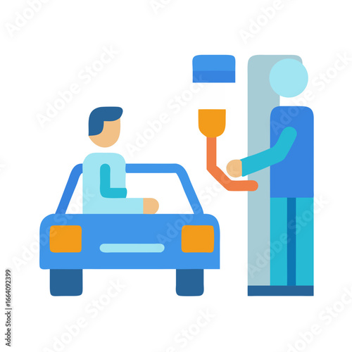 Simple illustration of drive-through service for banking or ordering