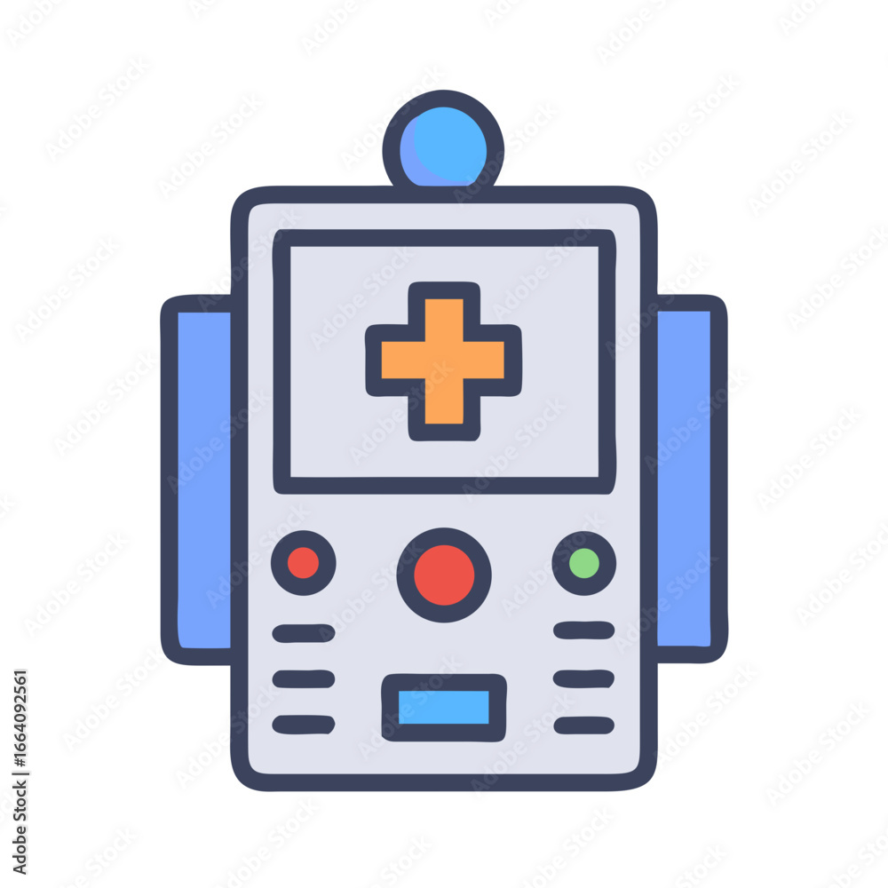 Fototapeta premium Medical robot cartoon illustration vector with health symbol icon