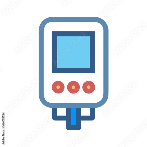 Stylized blood glucose meter on black background for medical use