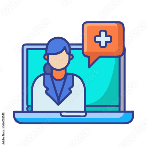 Online medical consultation with doctor through laptop, digital healthcare