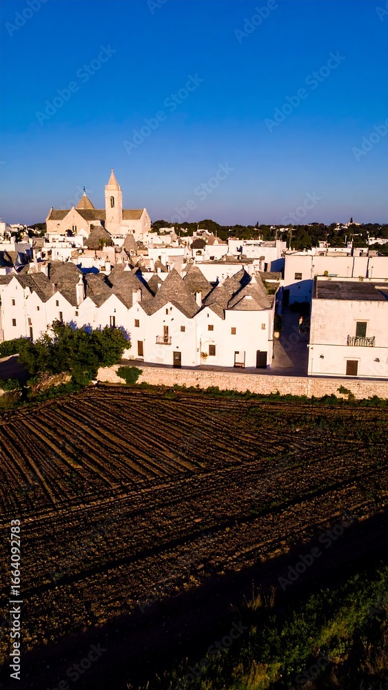 Fototapeta premium Aerial View of Italian Village and Farmland