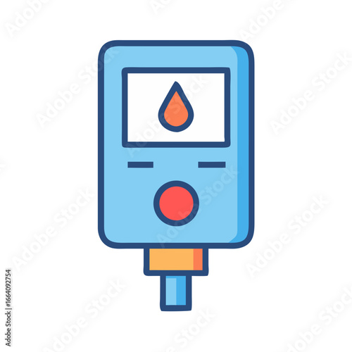 Stylized blood glucose meter illustration with simple design elements