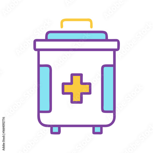 Stylized first aid kit illustration on a black background