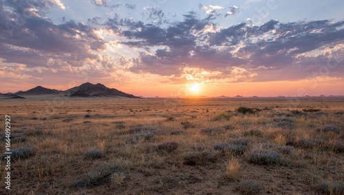 Fototapeta Naklejka Na Ścianę i Meble -  African sunset over dry plains