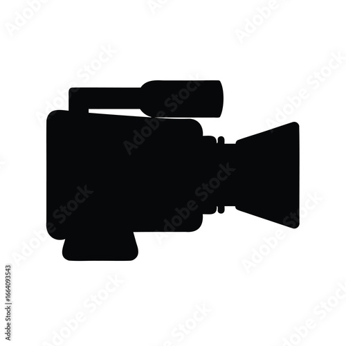 Silhouette of a professional video camera for filming production and content creation
