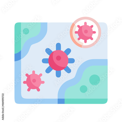 Stylized map showing spread of a viral infection
