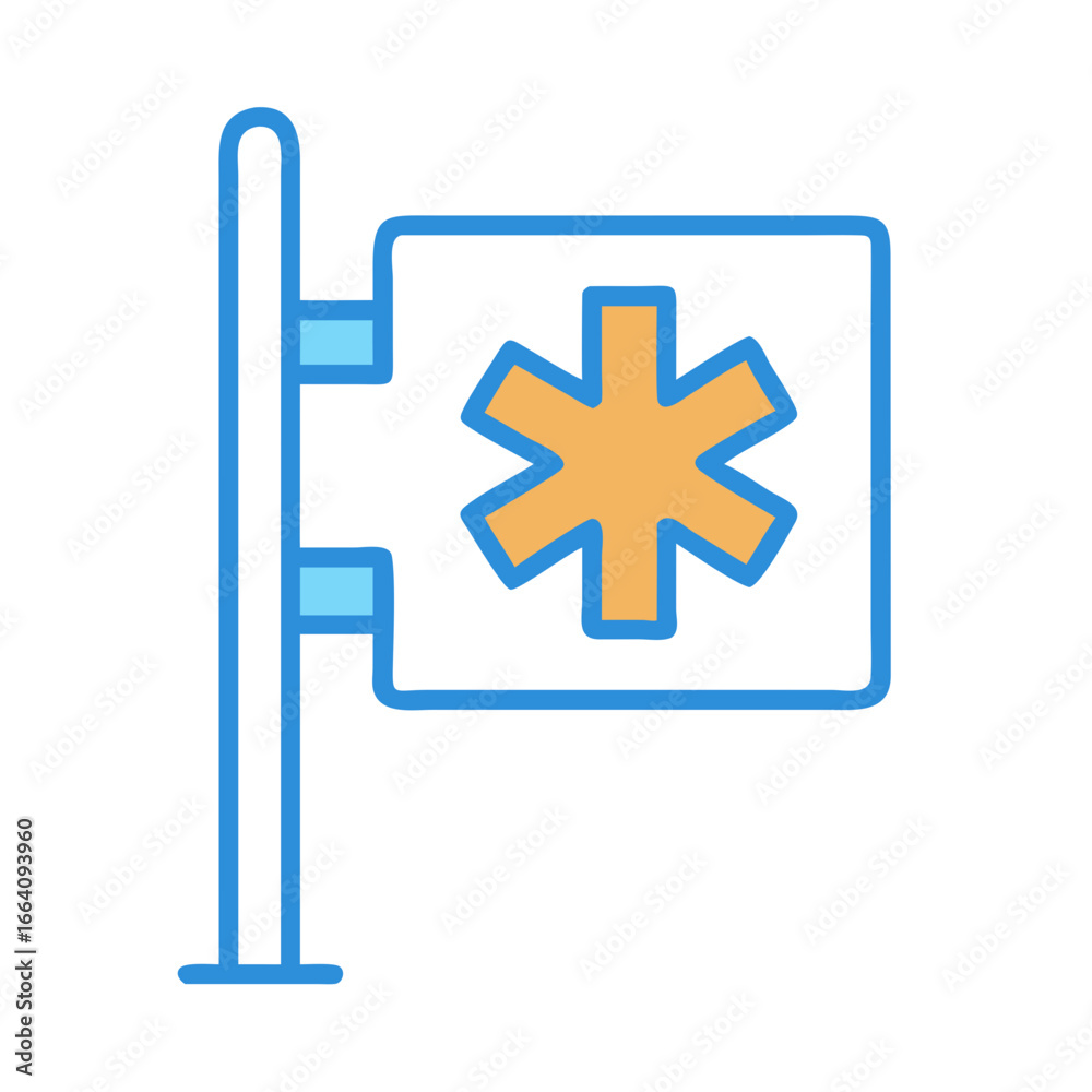 Fototapeta premium Emergency medical service sign with symbol isolated on black