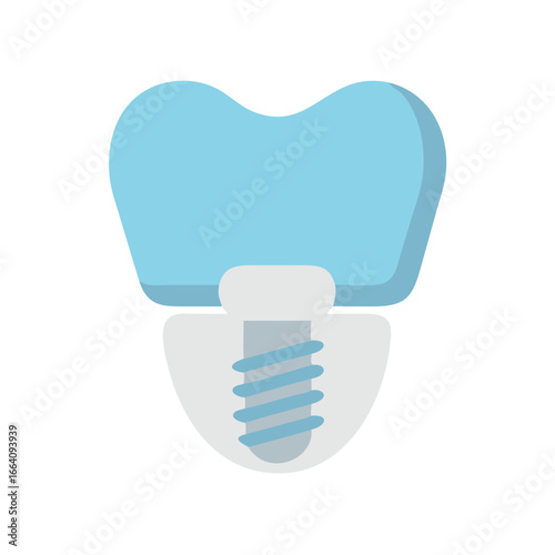 Flat Design Dental Implant Illustration Isolated on Black Background