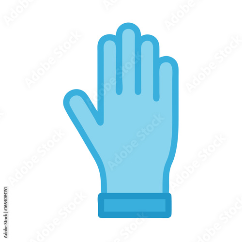 Light blue gloved hand in flat vector style illustration