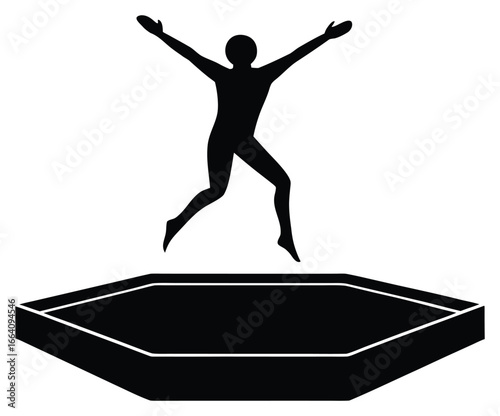 Silhouette of person jumping on trampoline for fitness and healthy lifestyle