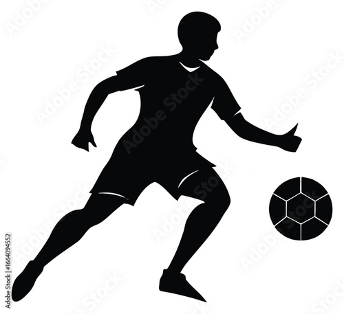 Silhouette of soccer player kicking the ball with energy and precision vector art