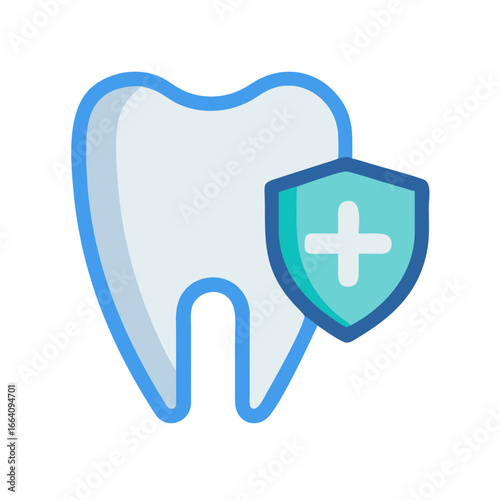 Dental protection with shield and cross icon illustration