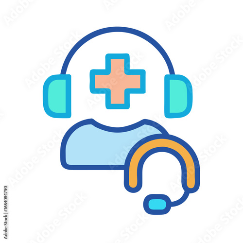 Medical support operator agent vector icon over black backdrop