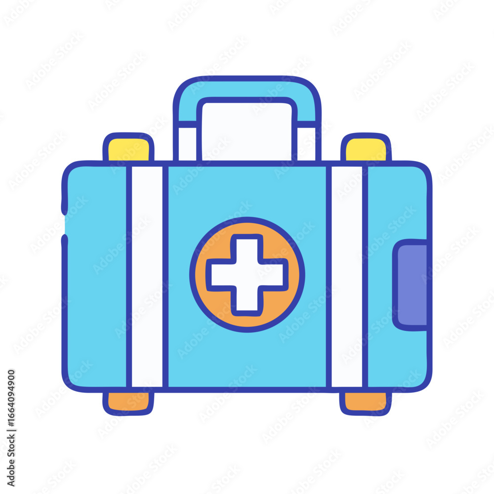 Fototapeta premium Stylized first aid kit on black background for emergencies