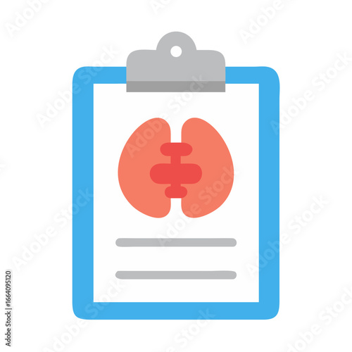 Stylized lungs on a clipboard for medical reporting