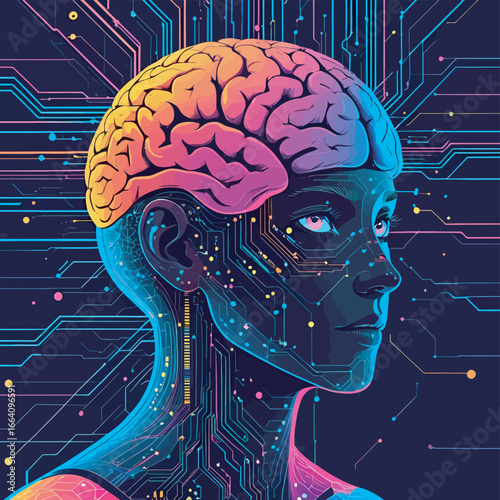 AI & Technology Brain Circuit Vector
