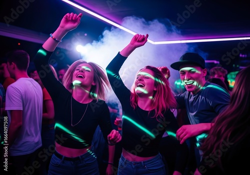 Young People Dancing and Having Fun at a Nightclub