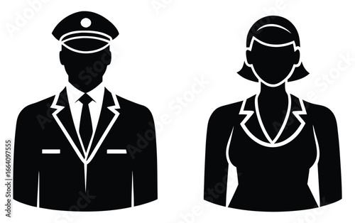 Man and woman icons vector illustration representing different professions roles