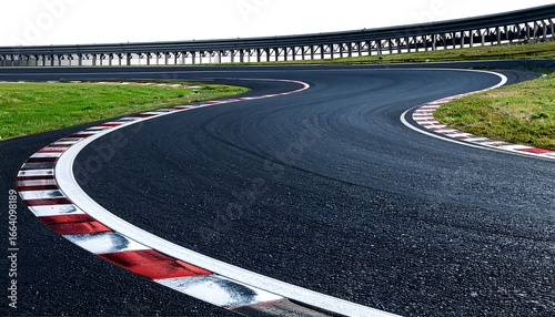 Winding race track with red and white markings